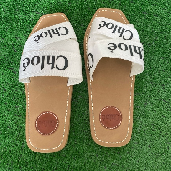 Chloé Women's Woody Flat Sole Logo Slide Sandals size 42 (11) - Picture 3 of 8